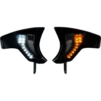Shark Demon® Integrated Front Turn Signal Vents — JAE connector, for Harley-Davidson®, smoke lens, amber/white LEDs