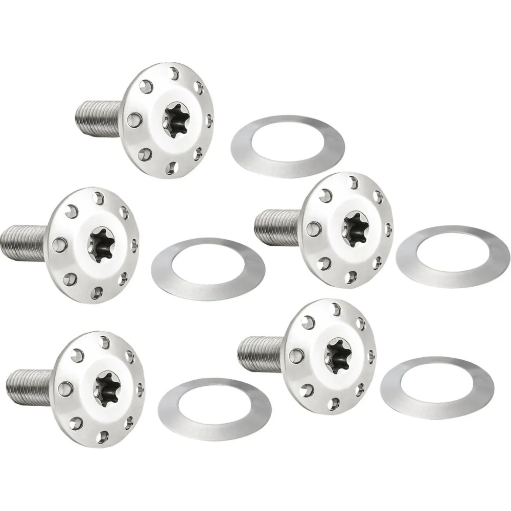 Holeshot Front Floating Brake Rotor Bolt Kit — Silver Polished