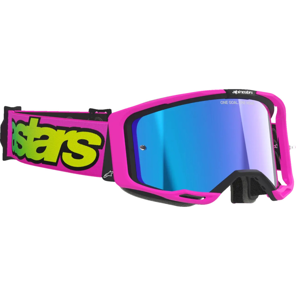 Vision 8 Vista Goggle — One Size, Fluorescent Pink/Yellow, Blue mirror lens