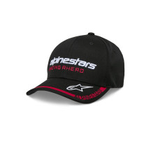 Indent Curved Bill Hat — S/M, Black/Red/White