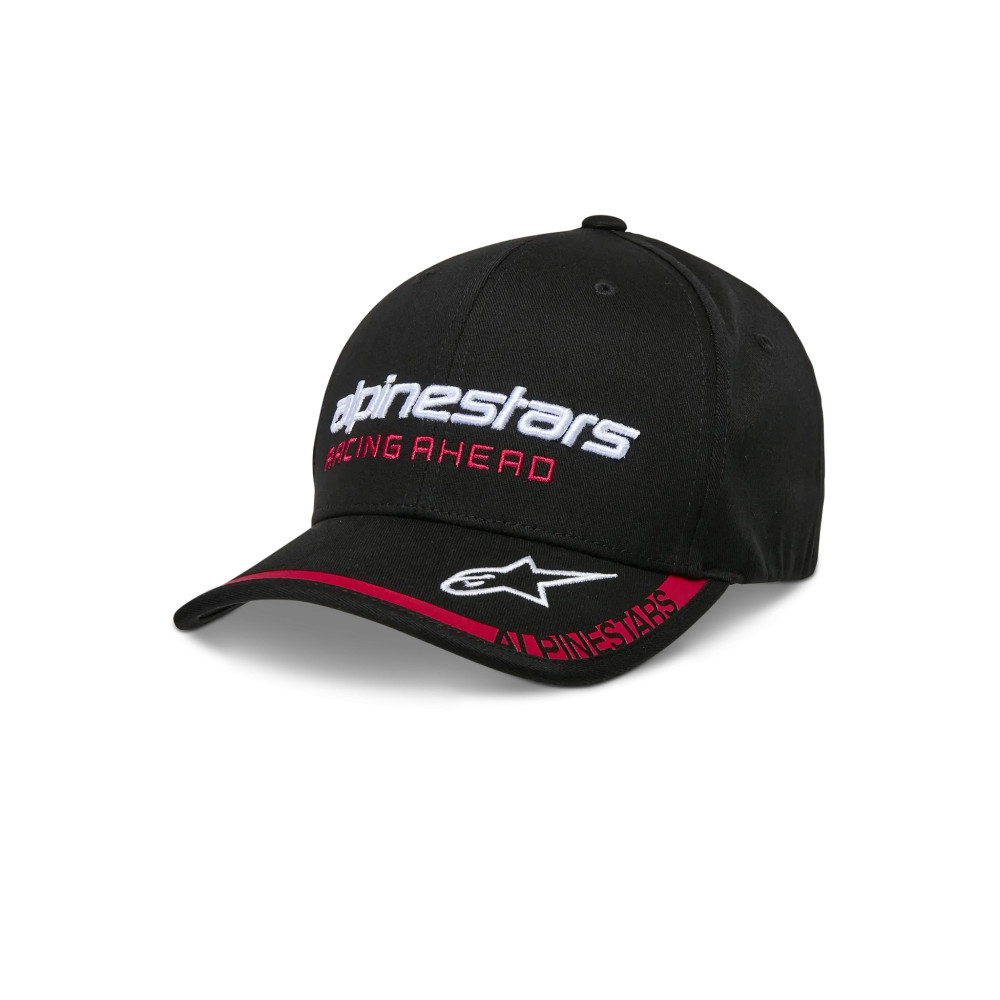 Indent Curved Bill Hat — S/M, Black/Red/White