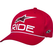 Ride Comp Curved Bill Snap Hat — One Size, Snapback, Red