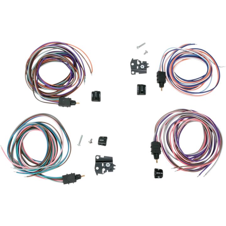 Kit de interruptores para manillar — Negro pulido, 4 botones, Izquierda/Derecha/Inferior