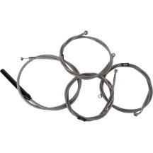 Kit completo de cables y latiguillos trenzados de acero inoxidable para manillar — Altura del manillar 38 cm–43 cm (15"–17"), AB