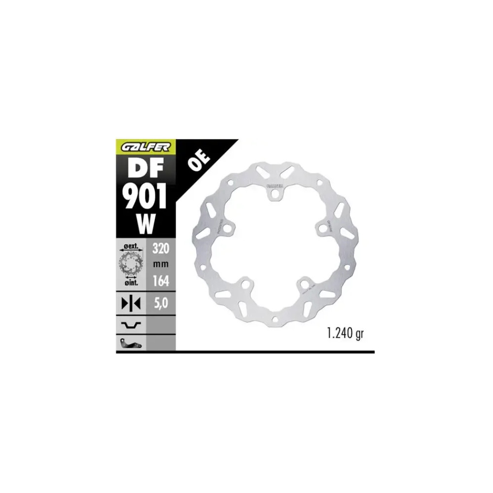 Disco de freno fijo Wave® — 320 mm, 5 mm, 5 orificios, plateado