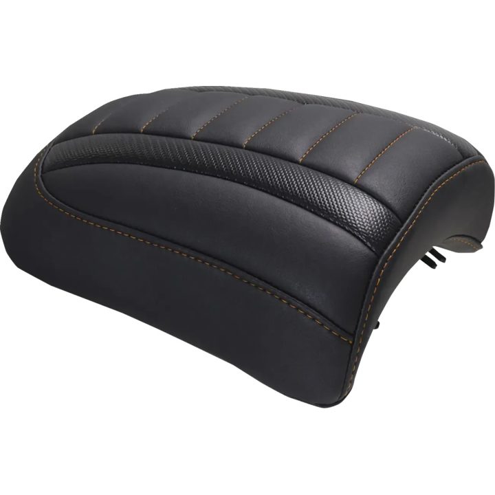Padded Passenger Seat Cowl — 23 cm (9"), Black/Orange, Carbon Fiber