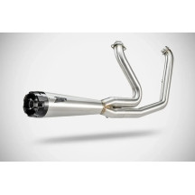 ZARD Full Kit Exhaust System 2:1 H-D Softails — 2-Into-1 system, stainless steel, black aluminum end cap