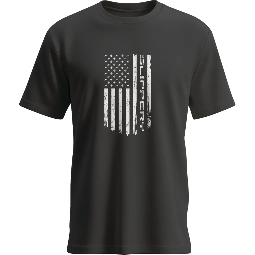 Flag T-Shirt — M, Black, Off-White