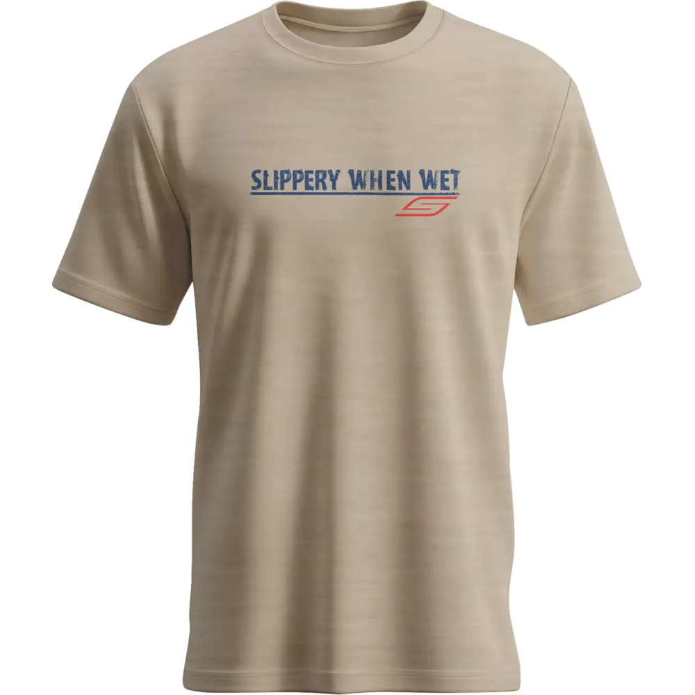 Slippery When Wet T-Shirt — S, Heather Desert Tan