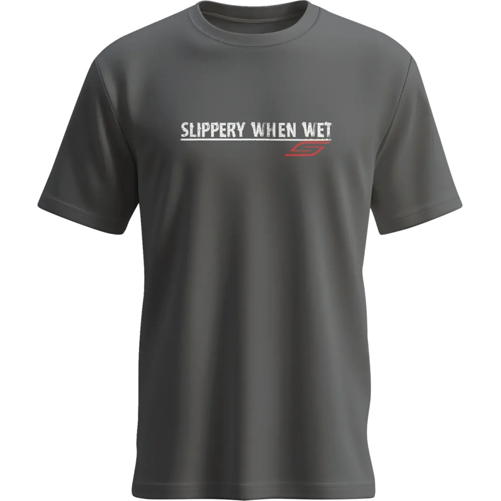 Slippery When Wet T-Shirt — L, Charcoal