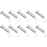 Pivot Pin/Clip Kit — Clutch and Brake, Chrome, 10 Pack