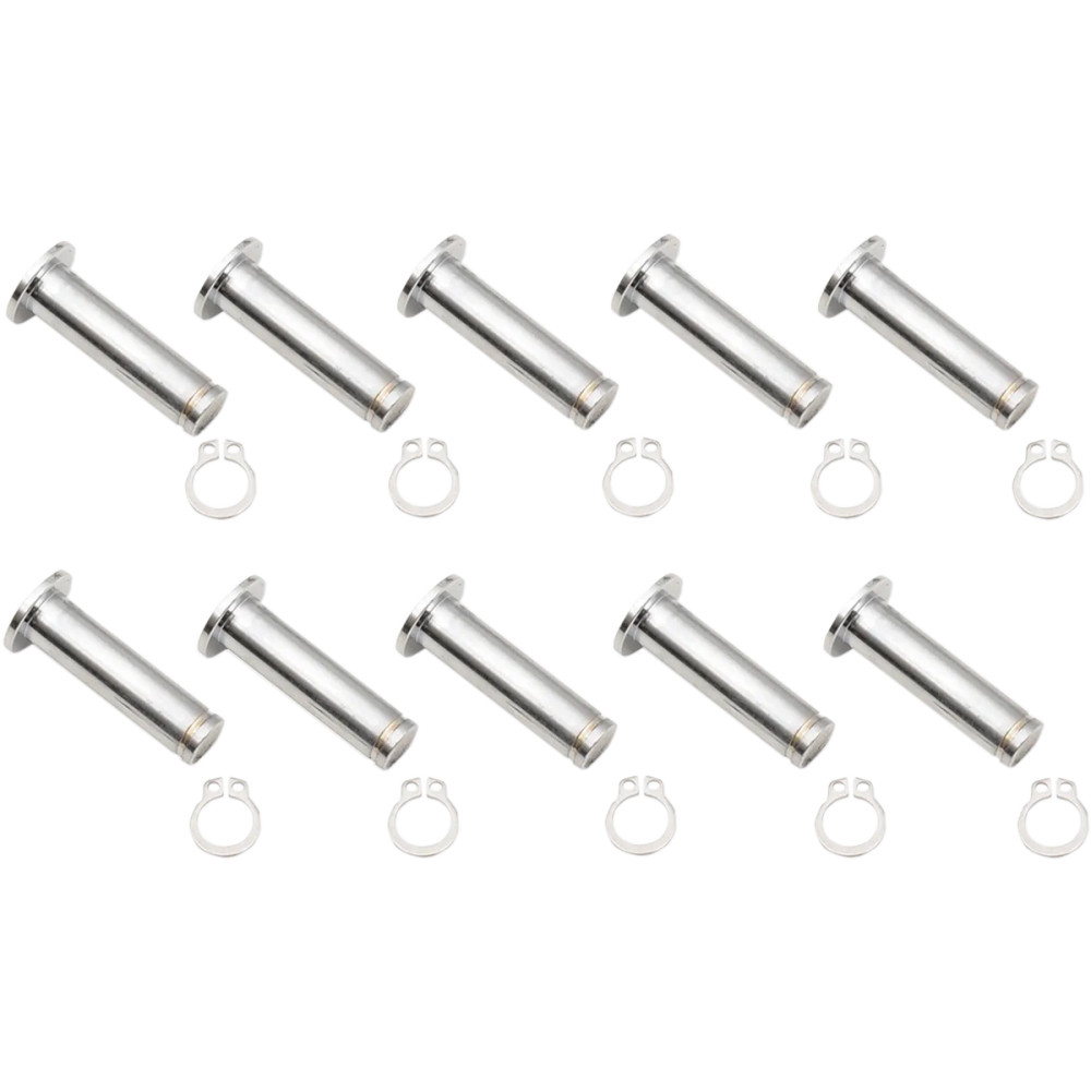 Pivot Pin/Clip Kit — Clutch and Brake, Chrome, 10 Pack