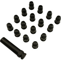Tuercas estriadas — M10 x 1.25, paquete de 16, negro