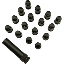 Tuercas estriadas — M12 x 1.50, paquete de 16, negro