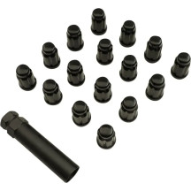 Tuercas ranuradas — M12 x 1.25, paquete de 16, negro mate