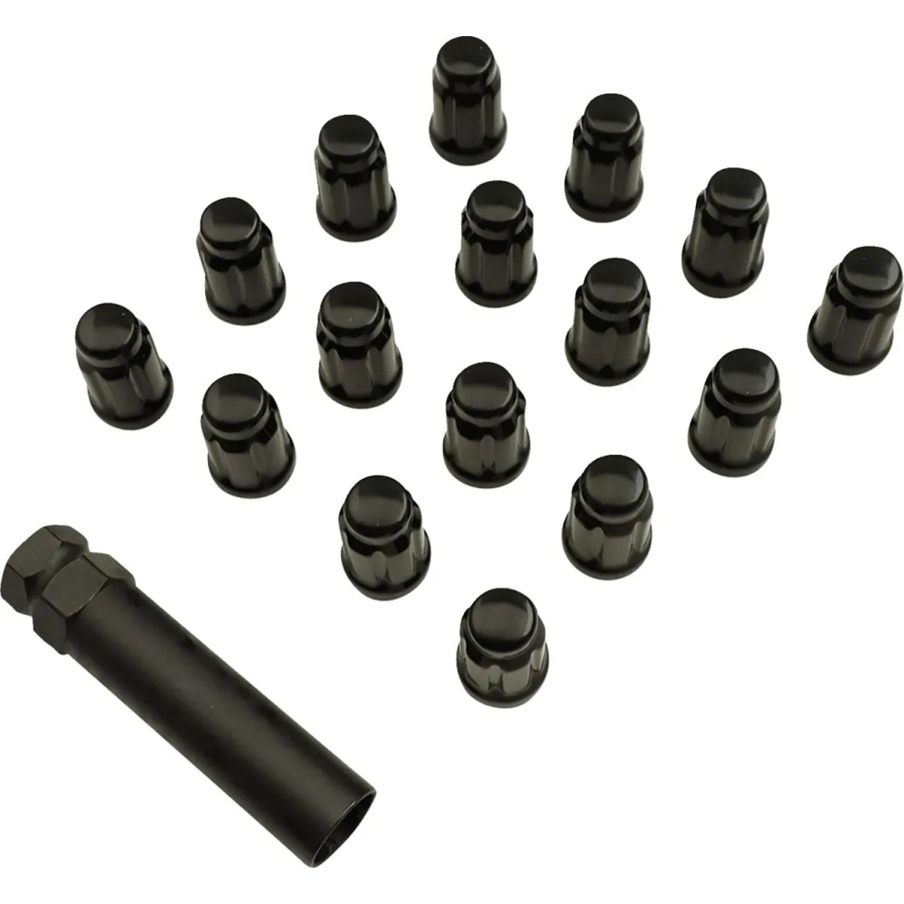 Splined Lug Nuts — M12 x 1.25, 16 Pack, Black Matte