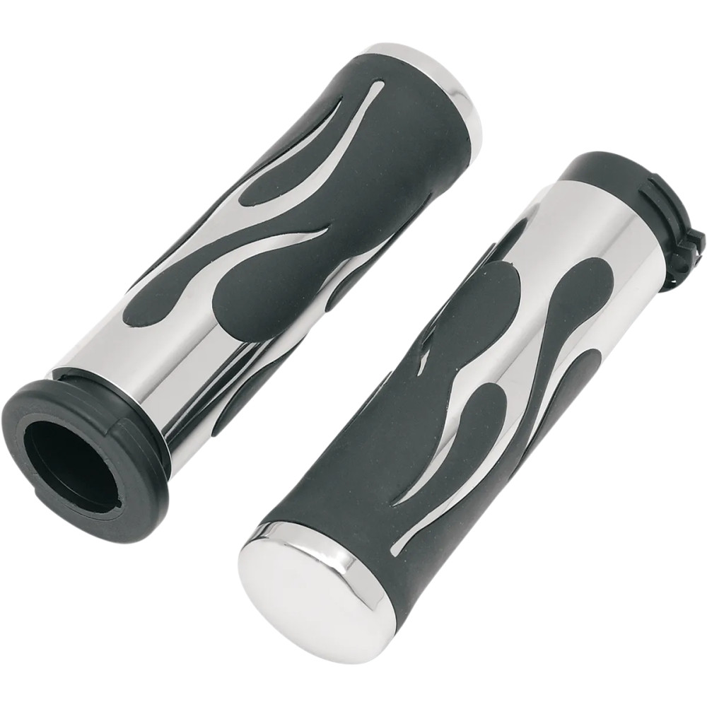 Flamed Grips — 25.4 mm (1"), Black, Chrome