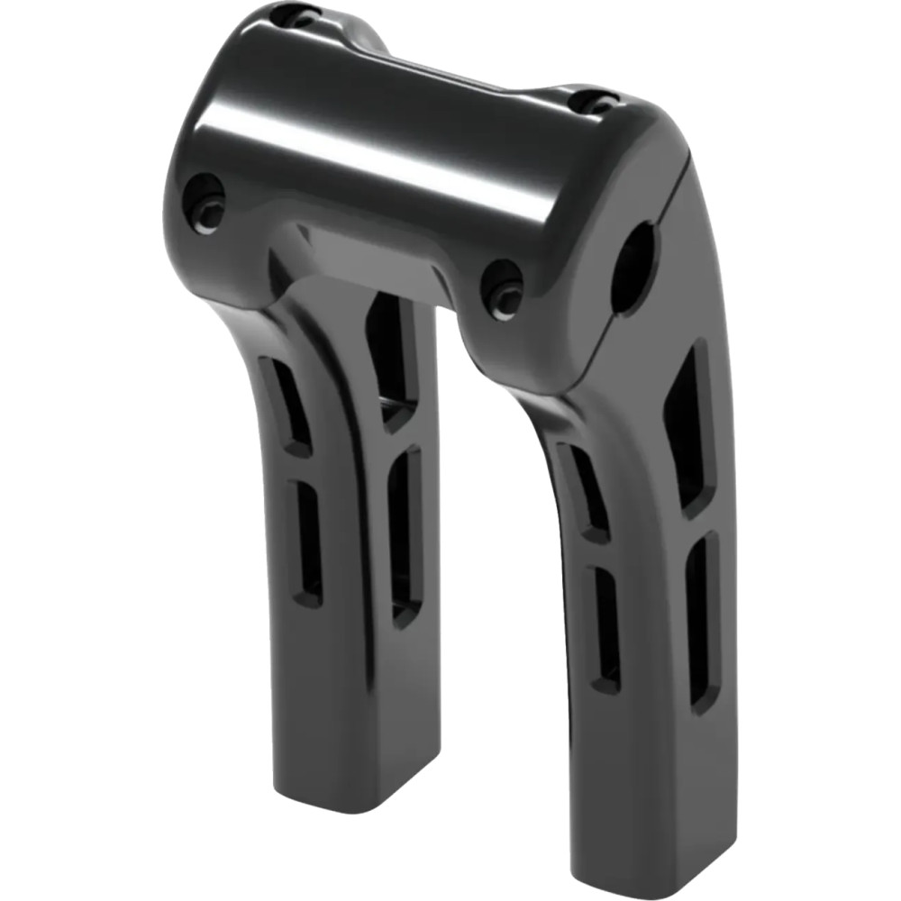 Ghost Risers — 1-1/2" pullback, 8" rise, 1" clamp, fits 3-1/2" fork center-to-center, Black Gloss