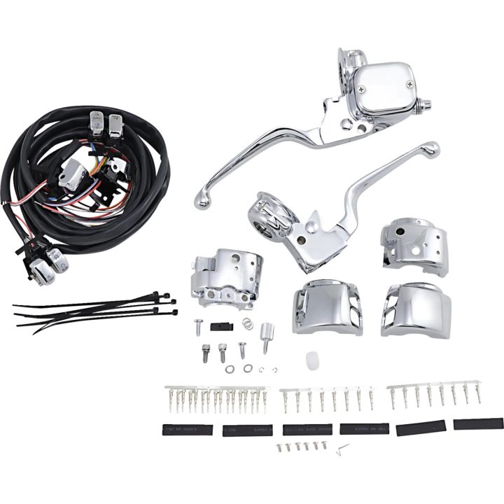 Kit de control de manillar con embrague mecánico — abrazadera 25.4 mm (1"), diámetro 14.3 mm (9/16"), cromado