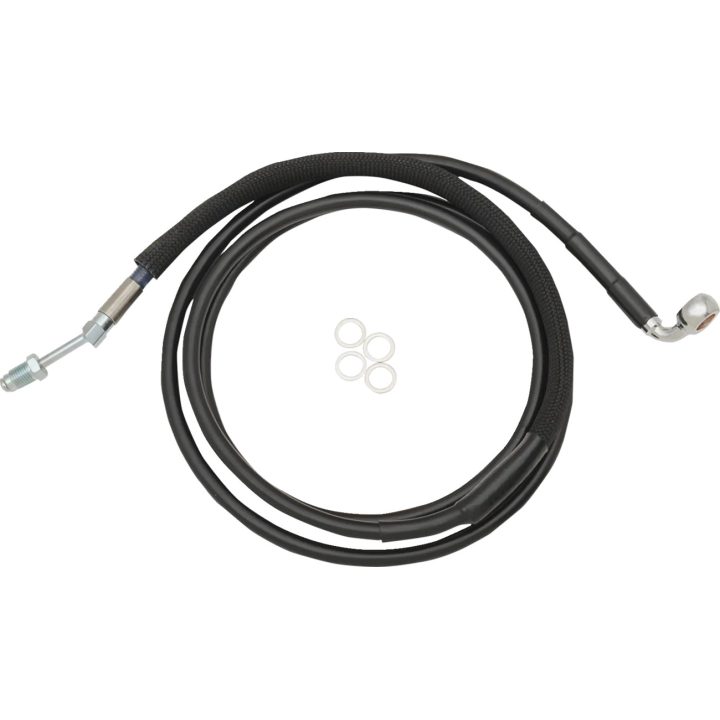Línea de embrague hidráulica de acero inoxidable — 178 cm (70-1/8"), talla estándar, negro con recubrimiento vinílico
