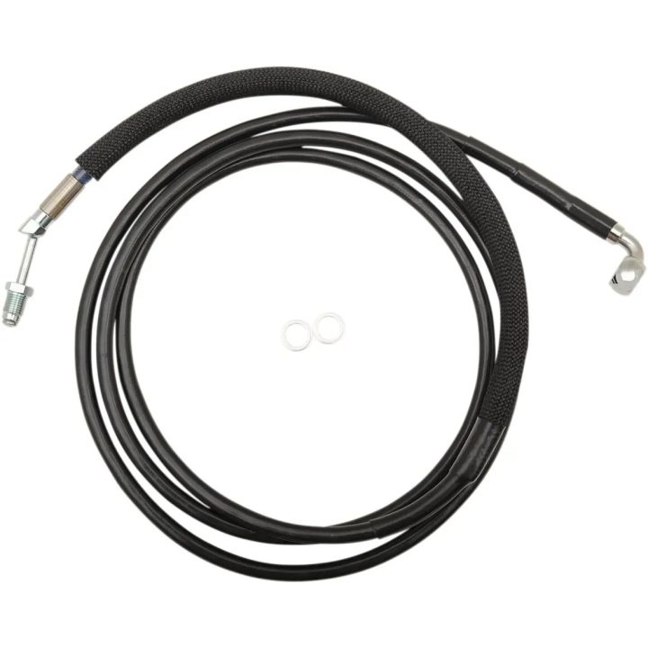 Línea hidráulica de embrague de acero inoxidable — 76-1/8" (193,5 cm), +6" (+152 mm), Negro recubierto de vinilo