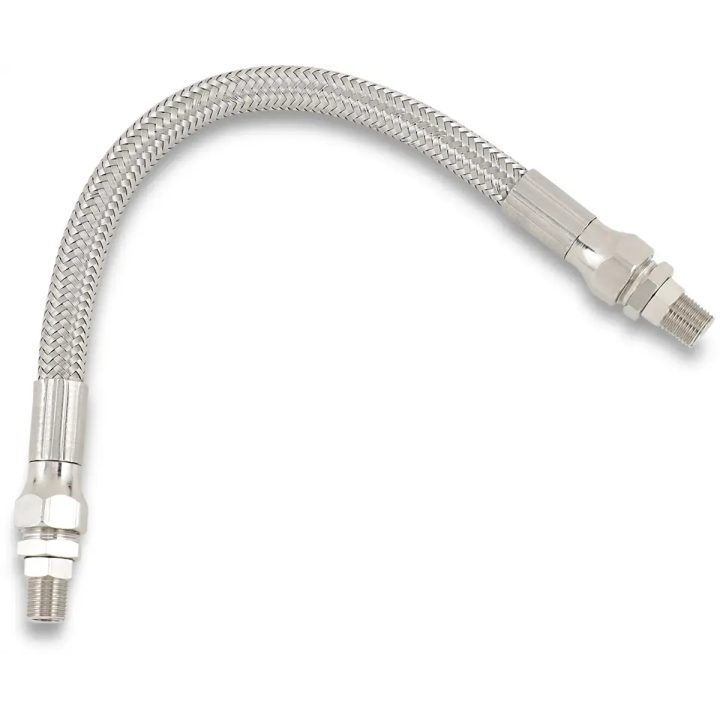 Universal Stainless Steel Braided Oil Line — 23 cm, 8.7 mm ID, 1/8" NPT, Chrome