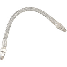 Universal Stainless Steel Braided Oil Line — 10" length, 1/8" NPT fitting, 11/32" ID, Chrome