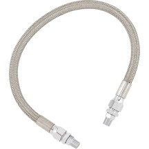 Universal Stainless Steel Braided Oil Line — 1/8" NPT, 8.7 mm (11/32") ID, 40.5 cm (16"), chrome
