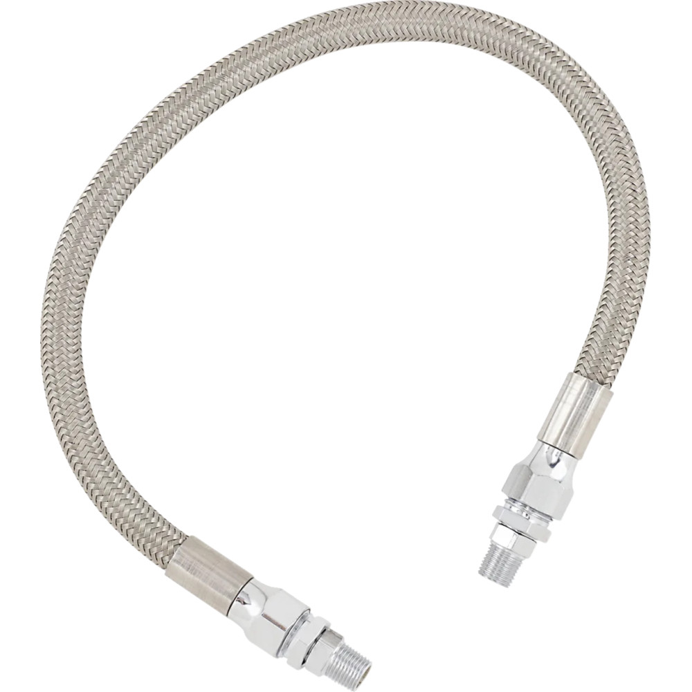Universal Stainless Steel Braided Oil Line — 1/8" NPT, 8.7 mm (11/32") ID, 40.5 cm (16"), chrome