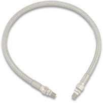 Universal Stainless Steel Braided Oil Line — 22" length, 8.7 mm ID, 1/8" NPT fittings, chrome