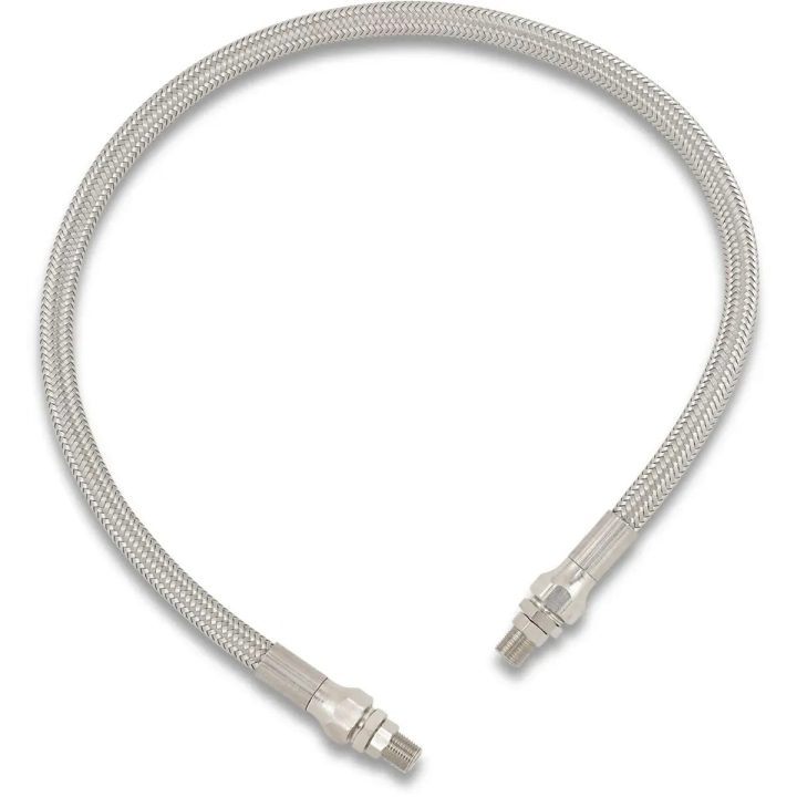 Universal Stainless Steel Braided Oil Line — 11/32" ID, 24" L, 1/8" NPT, Chrome