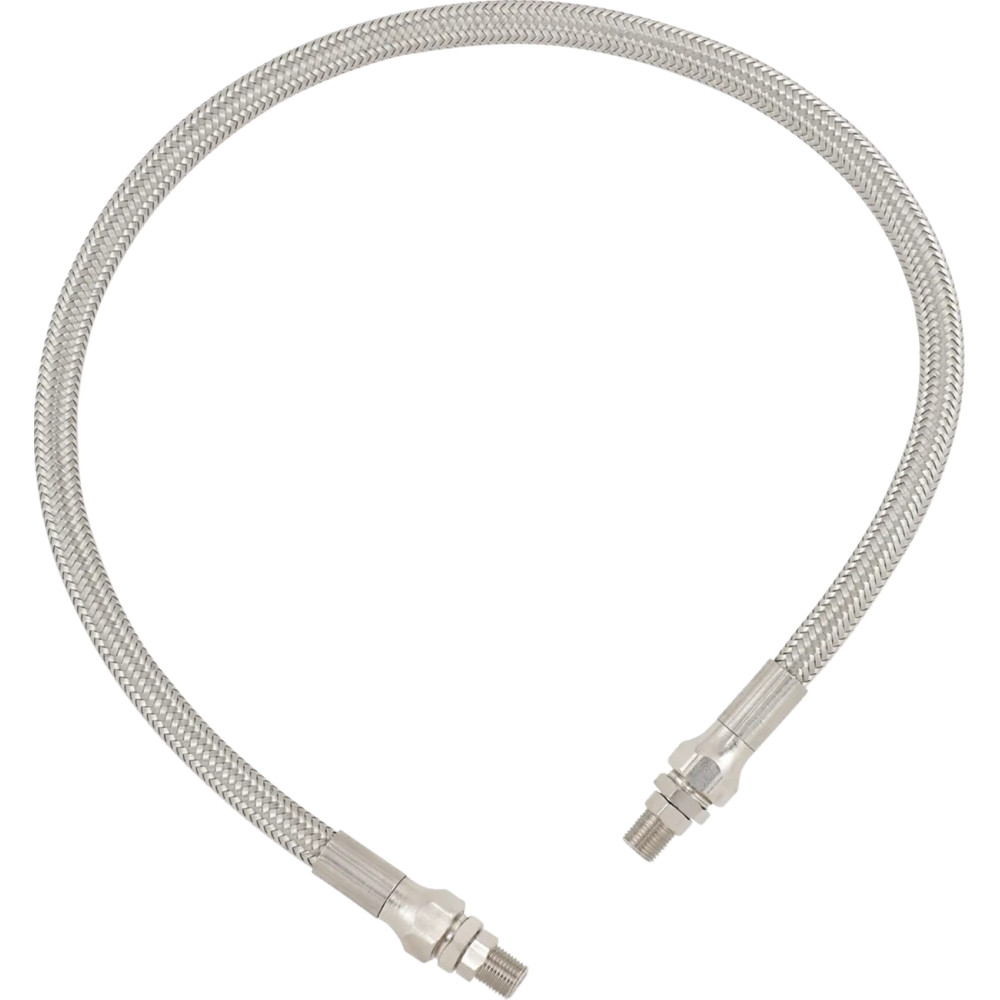 Universal Stainless Steel Braided Oil Line — 11/32" ID, 24" L, 1/8" NPT, Chrome