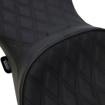 Low Profile Touring Seat — Black, Driver 35 cm (13-3/4"), Width 33 cm (13"), Overall 77.5 cm (30-1/2"), Fits tank: Standard