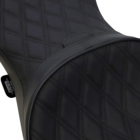 Low Profile Touring Seat — Black, Driver 35 cm (13-3/4"), Width 33 cm (13"), Overall 77.5 cm (30-1/2"), Fits tank: Standard