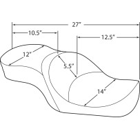 Asiento Touring Ancho de Perfil Bajo — 27" total, Touring compatible, 14" ancho delantero