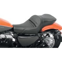 Explorer™ Seat — 72.5 cm (28-1/2"), Black, Softail Deluxe FLSTN fitment (requires removal of OEM luggage rack)