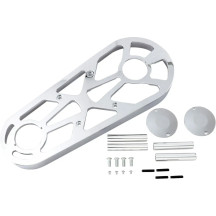 Cubierta primaria de correa — Cromado, encaja en BDL de correa abierta de 3", placa de motor 3-1/2" x 4"