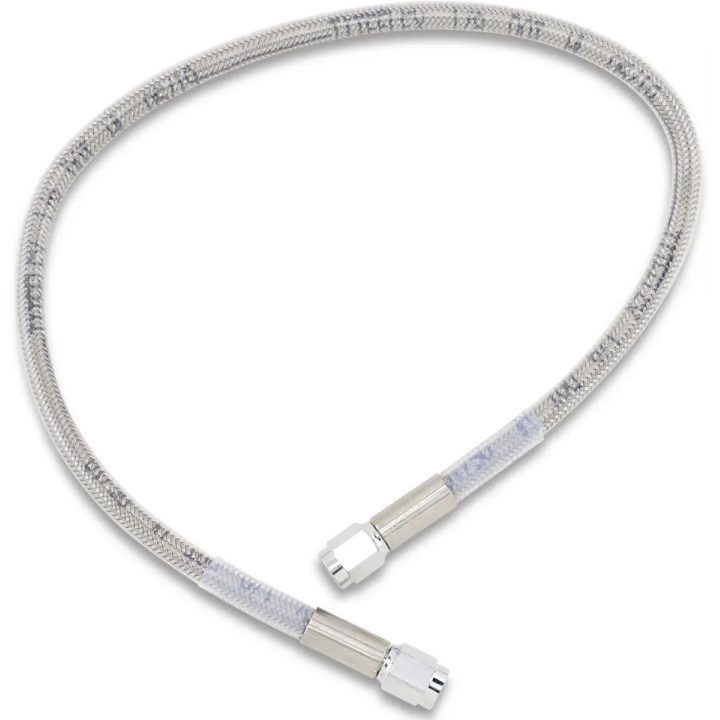Latiguillo de freno universal — 51 cm (20"), acero inoxidable, plateado con recubrimiento transparente, delantero/trasero