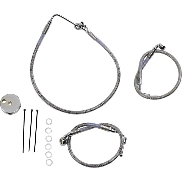 Kit de latiguillos de freno de acero inoxidable — 47 cm, 56.5 cm, delantero, superior e inferior
