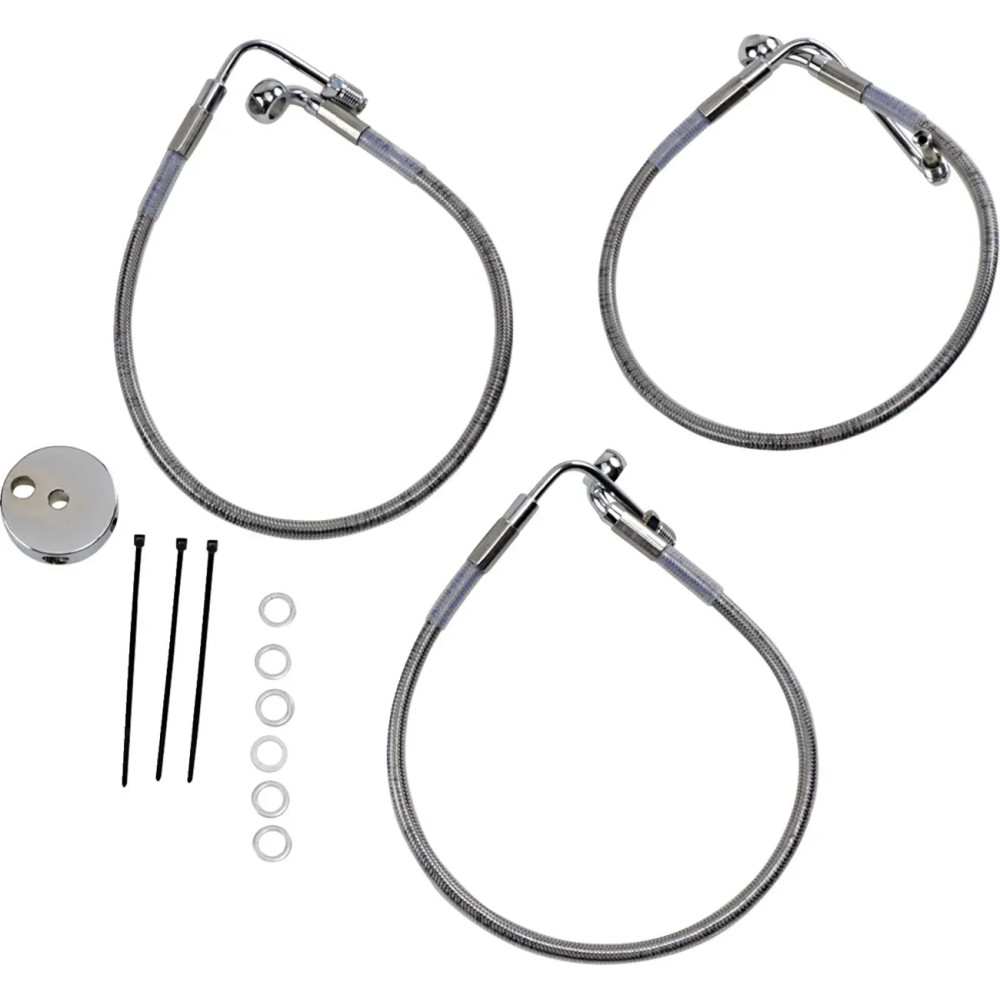 Stainless Steel Brake Line Kit — 48.5 cm, 51 cm, Front, Lower, Upper