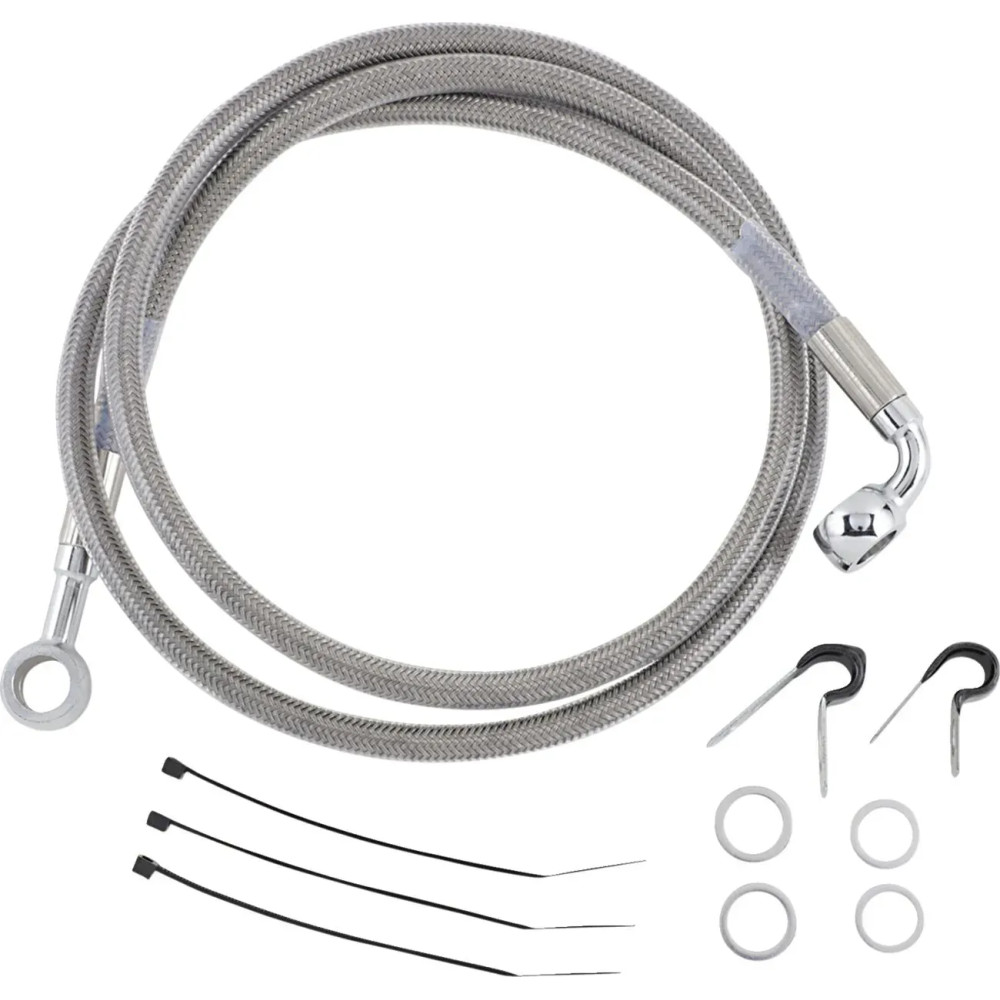 Stainless Steel Brake Line Kit — 114 cm (44-7/8"), front, silver clear-coated