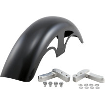 Hugger Series Front Fender with Mounting Blocks for Softail/Dyna — 26-3/8" contour, 19" wheel, Black