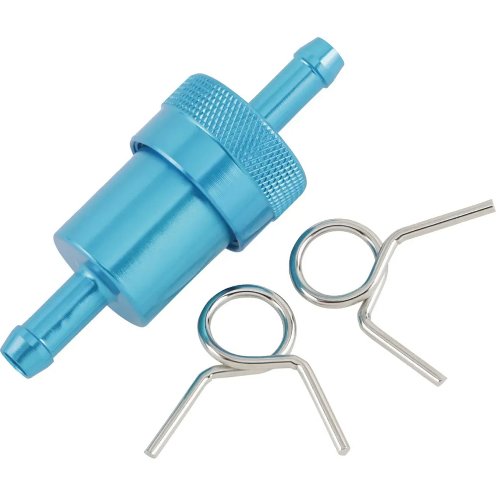 Anodized Aluminum Fuel Filter — 7.9 mm (5/16"), 64 mm (2-1/2"), Blue anodized