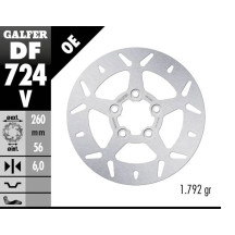 Brake Rotor Fixed Round — 260 mm, 6.0 mm thick, 5-hole, Silver