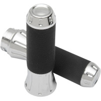 Custom Grips — 25.4 mm (1") handlebar fit, Black/Chrome