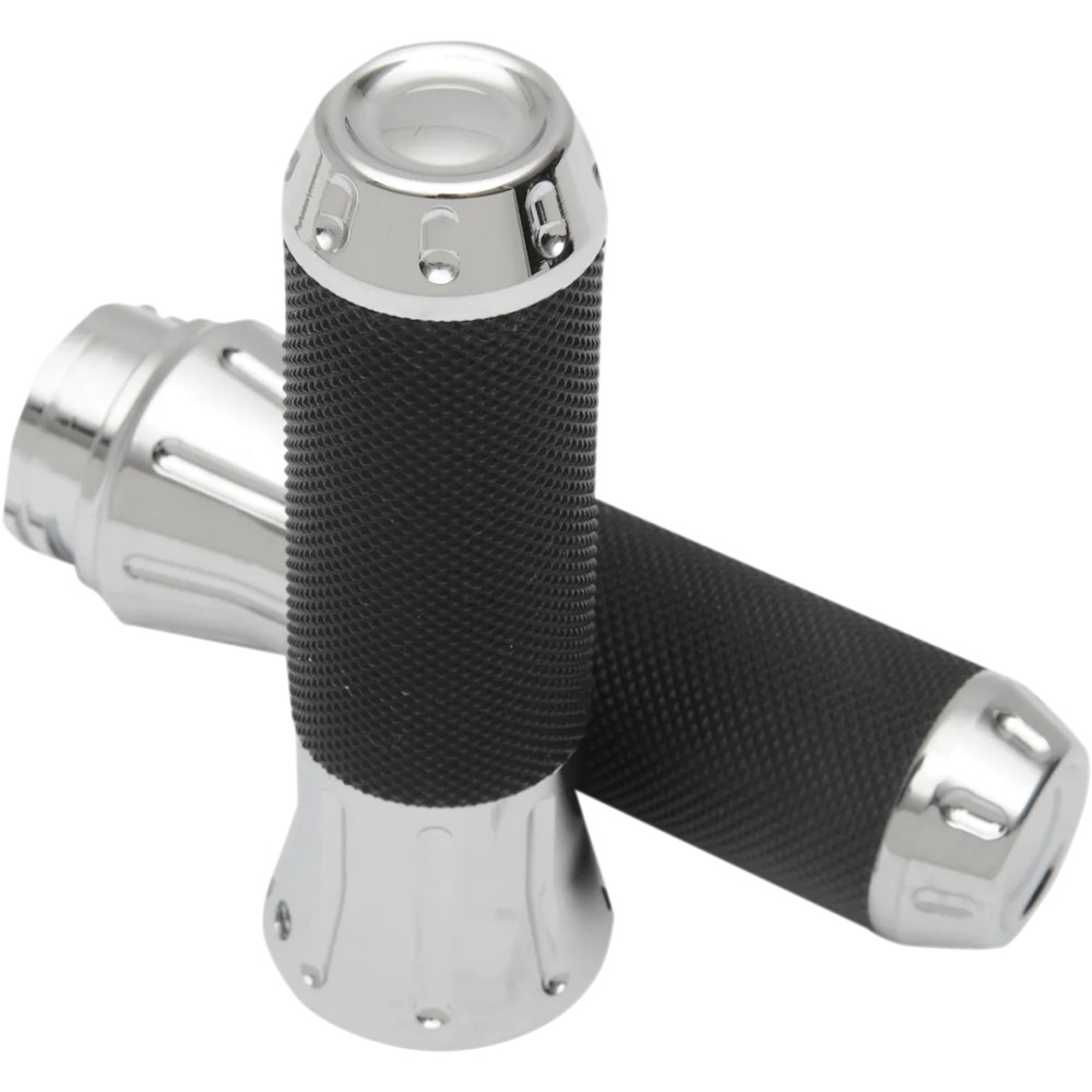 Custom Grips — 25.4 mm (1") handlebar fit, Black/Chrome