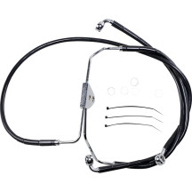 Extended Length Black Vinyl Brake Line Kit — Oversize +10.2 cm (4"), 39 cm (15-3/8"), 68.5 cm (27"), front, without ABS