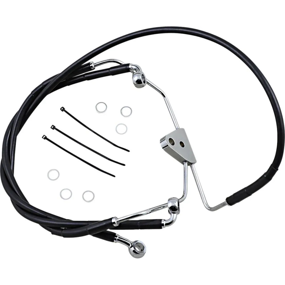 Extended Length Black Vinyl Brake Line Kit — Oversize +15.2 cm (6"), without ABS