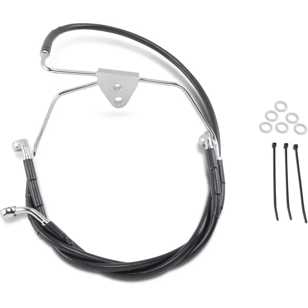 Extended Length Black Vinyl Brake Line Kit — 16", 28-7/8", Oversize +2", Front