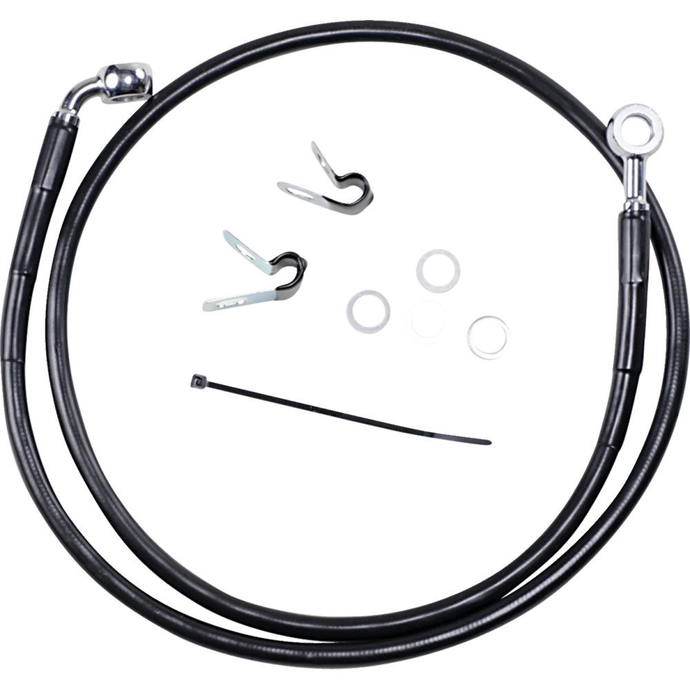Extended Length Black Vinyl Brake Line Kit — 107.5 cm, oversize +10.2 cm, front